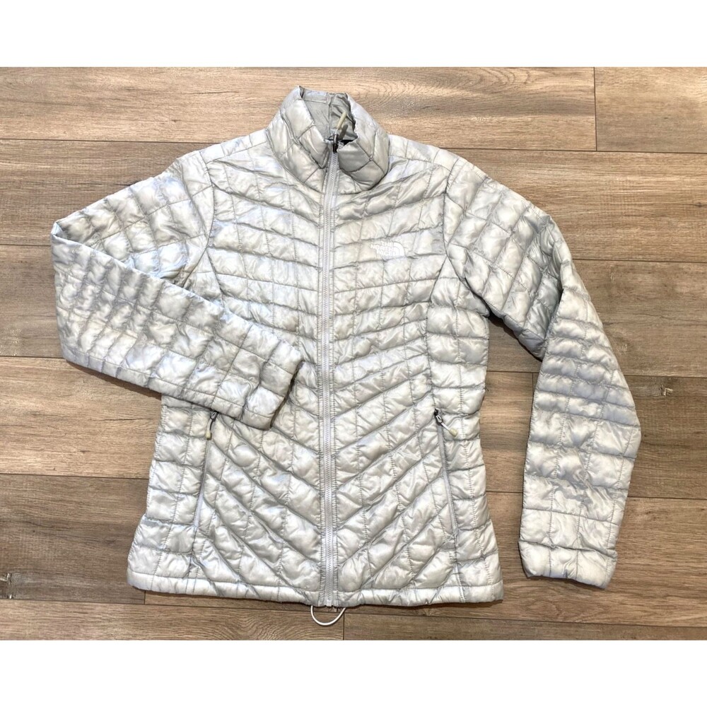 The North Face Jacket Womens Small Gray Insulated Quilted Puffer Thermoball WARM